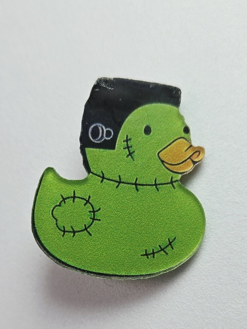 Frankenstein Duck Lapel Pin Green Monster Rubber Duck Acrylic Spooky Cute Whimsy